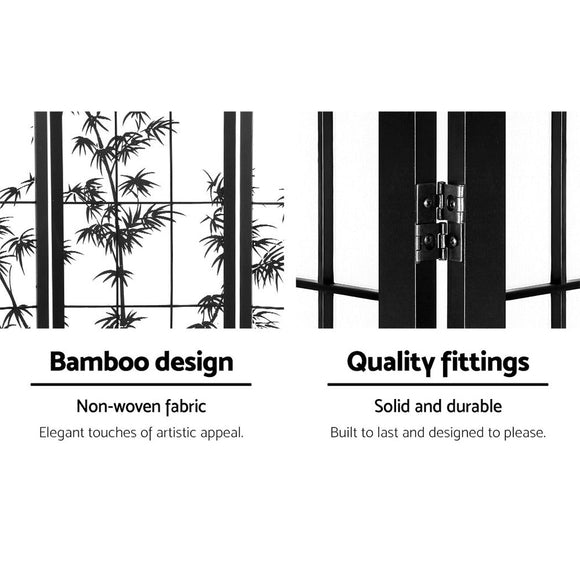 Artiss 8 Panel Room Divider Screen 348x179cm Bamboo Black White - RnR Galore