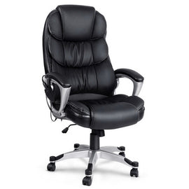 Artiss 8 Point Massage Office Chair Heated Seat PU Black - RnR Galore