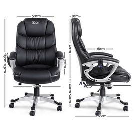 Artiss 8 Point Massage Office Chair Heated Seat PU Black - RnR Galore
