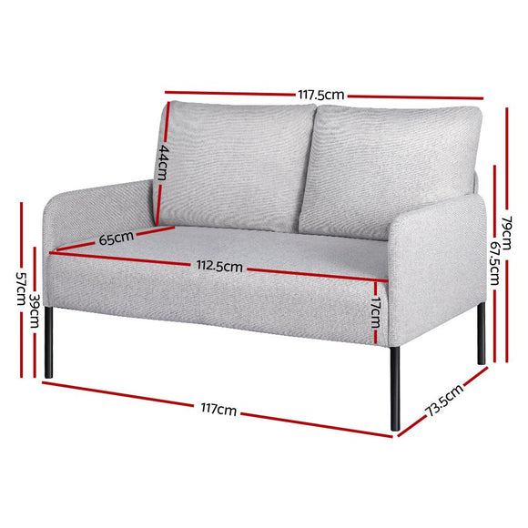 Artiss Armchair 2 - Seater Sofa Pillow Linen Grey - RnR Galore