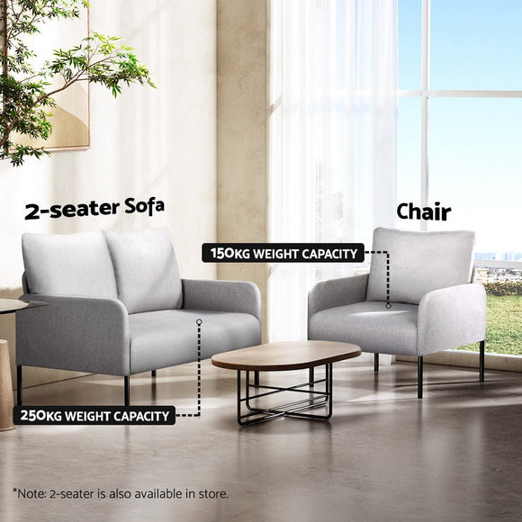 Artiss Armchair Accent Chair Pillow Fabric Grey - RnR Galore