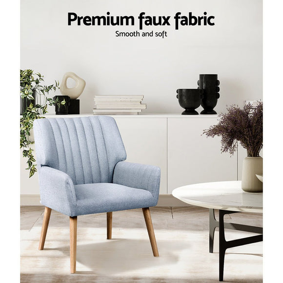 Artiss Armchair Fabric Blue Grey Sebastini - RnR Galore