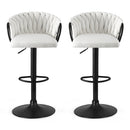 Artiss Bar Stool x2 Kitchen Dining Chair Counter Gaslift Woven Velvet Ivory - RnR Galore