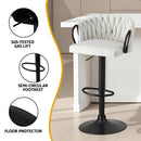Artiss Bar Stool x4 Kitchen Dining Chair Counter Gaslift Woven Velvet Ivory - RnR Galore