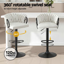 Artiss Bar Stool x4 Kitchen Dining Chair Counter Gaslift Woven Velvet Ivory - RnR Galore