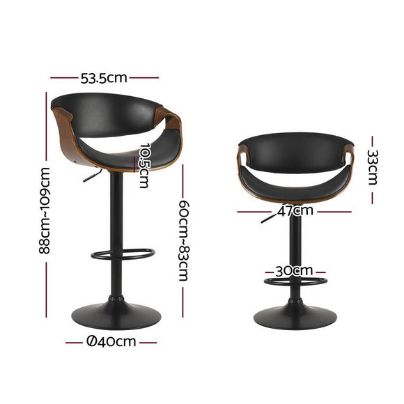 Artiss Bar Stools Gas Lift Leather w/Armrest - RnR Galore