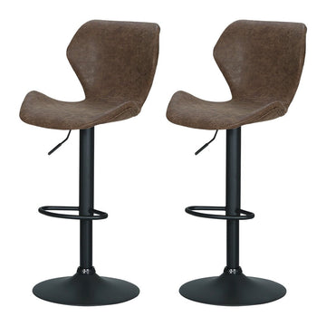 Artiss Bar Stools Kitchen Counter Stools Swivel Gas Lift Vintage Chairs Brown x2 - RnR Galore