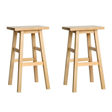 Artiss Bar Stools Kitchen Counter Stools Wooden Chairs Natural x2 - RnR Galore