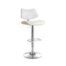 Artiss Bar Stools Kitchen Dining Chairs Gas Lift Stool Wooden Leather White - RnR Galore