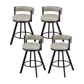 Artiss Bar Stools Set of 4 Swivel Kitchen Chair Metal Counter Beige Leather - RnR Galore