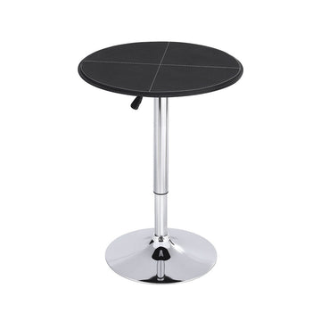 Artiss Bar Table Round Swivel Height Adjustable 62cm Modern PVC Leather Black - RnR Galore
