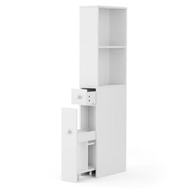 Artiss Bathroom Cabinet Storage Slim Organiser Drawer Toilet Corner 135cm White - RnR Galore