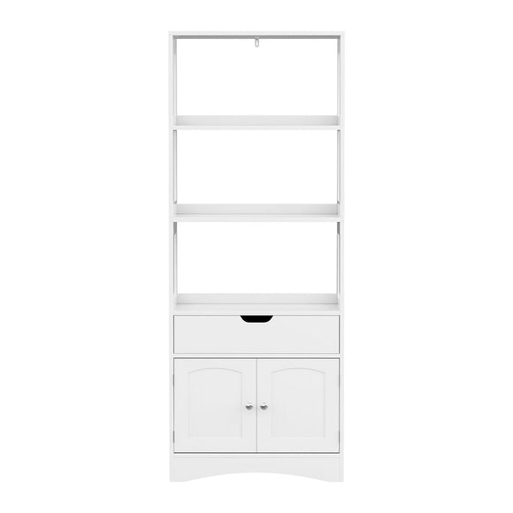 Artiss Bathroom Floor Storage Cabinet with 2 Drawers 3 Open Shelves 2 Doors White - RnR Galore