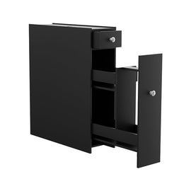 Artiss Bathroom Storage Cabinet Toilet Slim Tissue Box Caddy Holder Side Wooden Black - RnR Galore