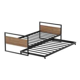 Artiss Bed Frame 2x Single Size Metal Trundle Daybed DEAN - RnR Galore