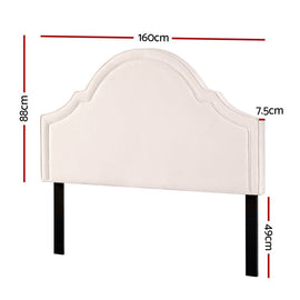 Artiss Bed Frame Bed Head Headboard Queen Velvet IRIS Beige - RnR Galore