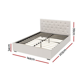 Artiss Bed Frame Double Size Gas Lift Beige VILA - RnR Galore