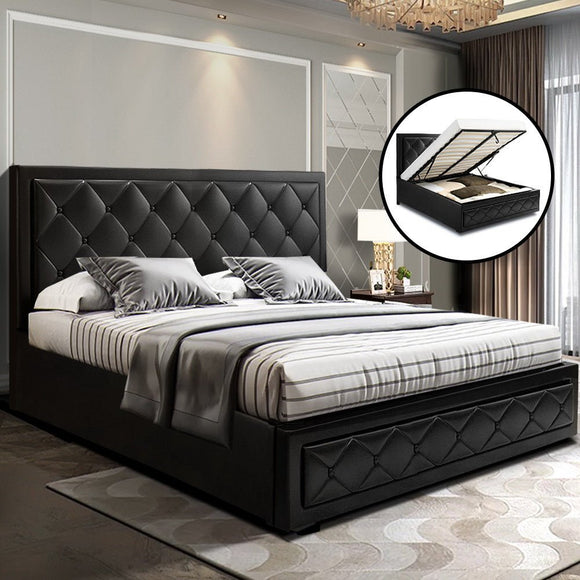 Artiss Bed Frame Double Size Gas Lift Black TIYO - RnR Galore