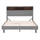 Artiss Bed Frame Double Size LED Mattress Base Platform with Storage Shelf Hidden Storage Box Grey - RnR Galore
