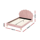 Artiss Bed Frame Double Size Scallop - Shape Bedhead Beds Base Pink Velvet Fabric - RnR Galore