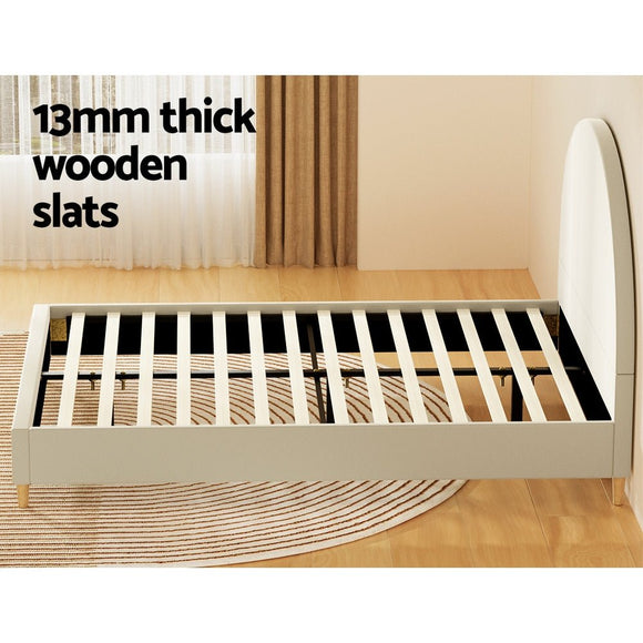 Artiss Bed Frame Double Size Velvet Cream ELLA - RnR Galore