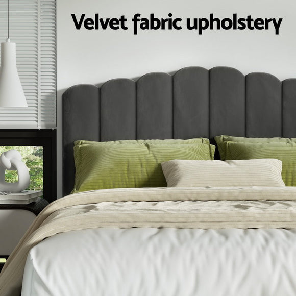 Artiss Bed Frame Double Size Velvet Grey FION - RnR Galore