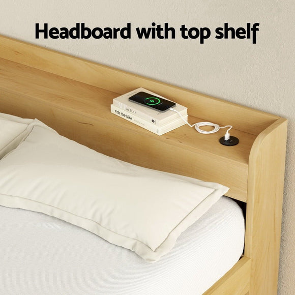 Artiss Bed Frame Double Size with Charging Ports and 2 Drawers AURA - RnR Galore
