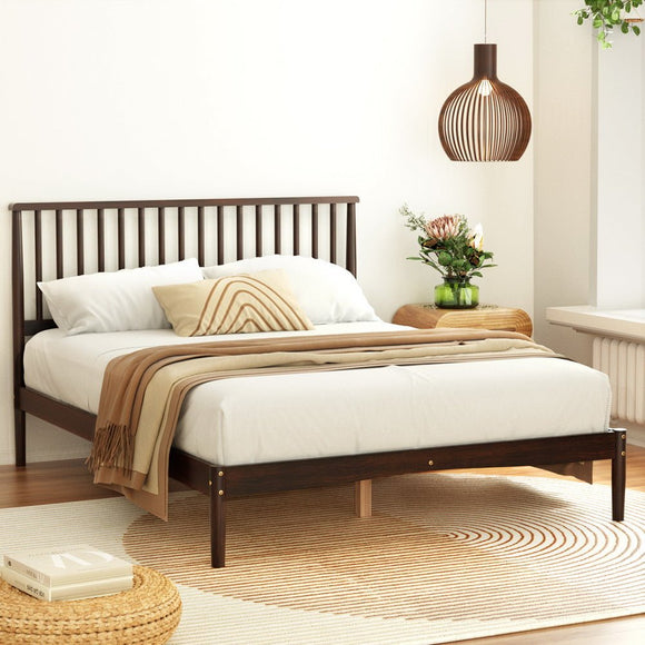 Artiss Bed Frame Double Size Wooden Base Mattress Platform Timber Walnut VISE - RnR Galore