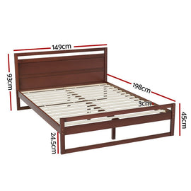 Artiss Bed Frame Double Size Wooden Walnut WITTON - RnR Galore