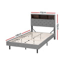 Artiss Bed Frame King Single Size LED Mattress Base Platform with Storage Shelf Hidden Storage Box Grey - RnR Galore