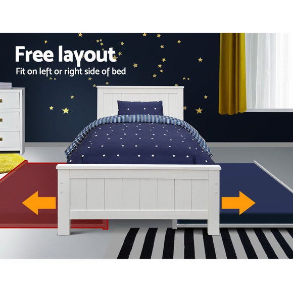 Artiss Bed Frame King Single Size Wooden Trundle Daybed White ELVIS - RnR Galore