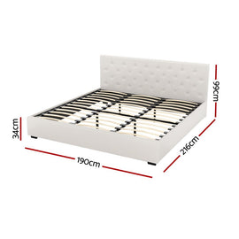 Artiss Bed Frame King Size Gas Lift Beige VILA - RnR Galore