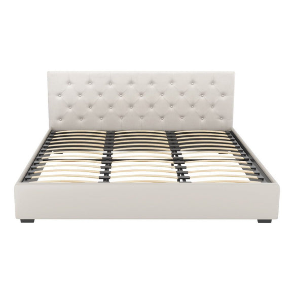 Artiss Bed Frame King Size Gas Lift Beige VILA - RnR Galore