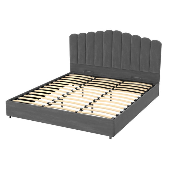 Artiss Bed Frame King Size Velvet Grey FION - RnR Galore