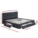 Artiss Bed Frame King Size with 4 Drawers Charcoal AVIO - RnR Galore