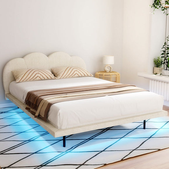 Artiss Bed Frame Queen Size Boucle Beige SASA - RnR Galore