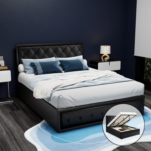 Artiss Bed Frame Queen Size Gas Lift Black TIYO - RnR Galore