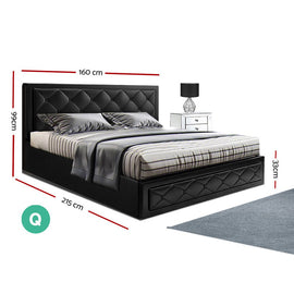 Artiss Bed Frame Queen Size Gas Lift Black TIYO - RnR Galore
