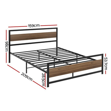 Artiss Bed Frame Queen Size Metal Base Mattress Platform Foundation Black DREW - RnR Galore