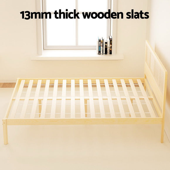 Artiss Bed Frame Queen Size Rattan Wooden RITA - RnR Galore