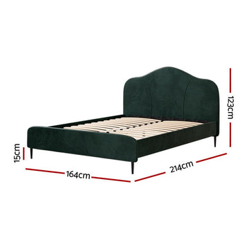 Artiss Bed Frame Queen Size Velvet Dark Green OLAN - RnR Galore