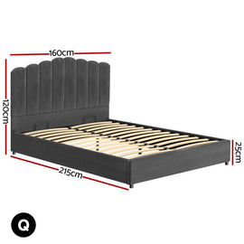 Artiss Bed Frame Queen Size Velvet Grey FION - RnR Galore
