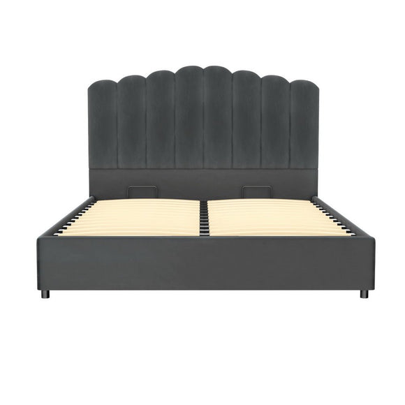 Artiss Bed Frame Queen Size Velvet Grey FION - RnR Galore
