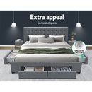 Artiss Bed Frame Queen Size with 4 Drawers Grey AVIO - RnR Galore