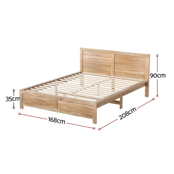 Artiss Bed Frame Queen Size Wooden Acacia Wood OATMEAL - RnR Galore