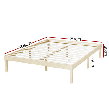 Artiss Bed Frame Queen Size Wooden Base Mattress Platform Timber Pine BRUNO - RnR Galore