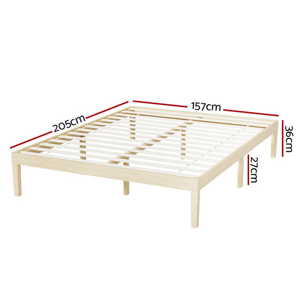 Artiss Bed Frame Queen Size Wooden Base Mattress Platform Timber Pine BRUNO - RnR Galore