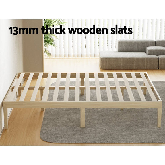 Artiss Bed Frame Queen Size Wooden Base Mattress Platform Timber Pine BRUNO - RnR Galore