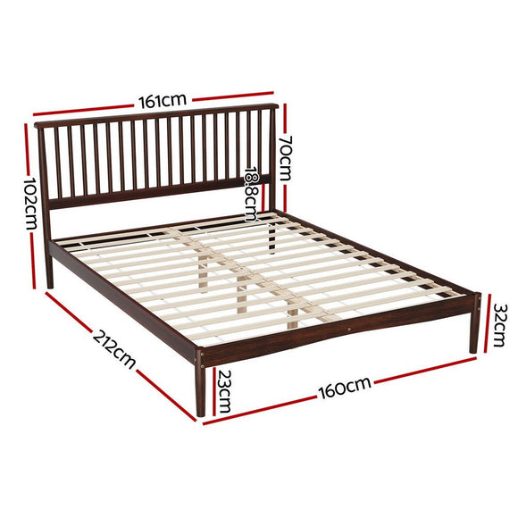 Artiss Bed Frame Queen Size Wooden Base Mattress Platform Timber Walnut VISE - RnR Galore
