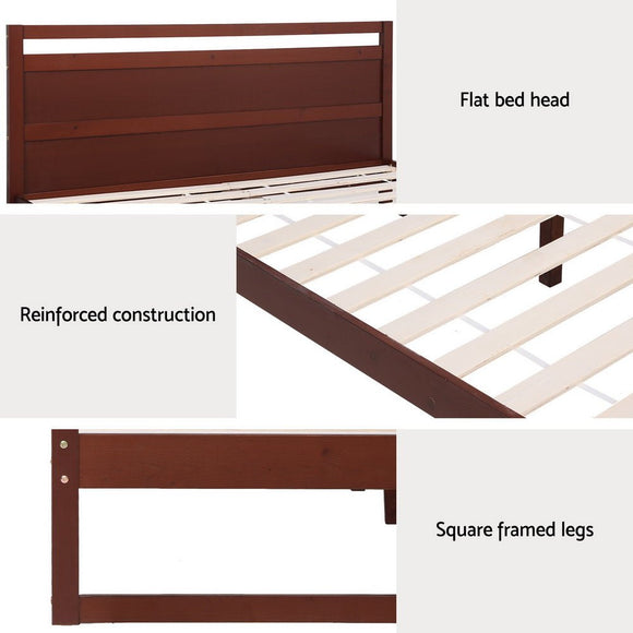 Artiss Bed Frame Queen Size Wooden Walnut WITTON - RnR Galore